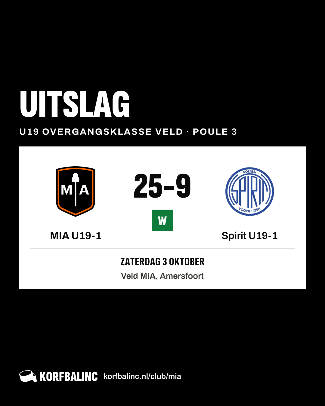 MIA U19-1 - Spirit U19-1