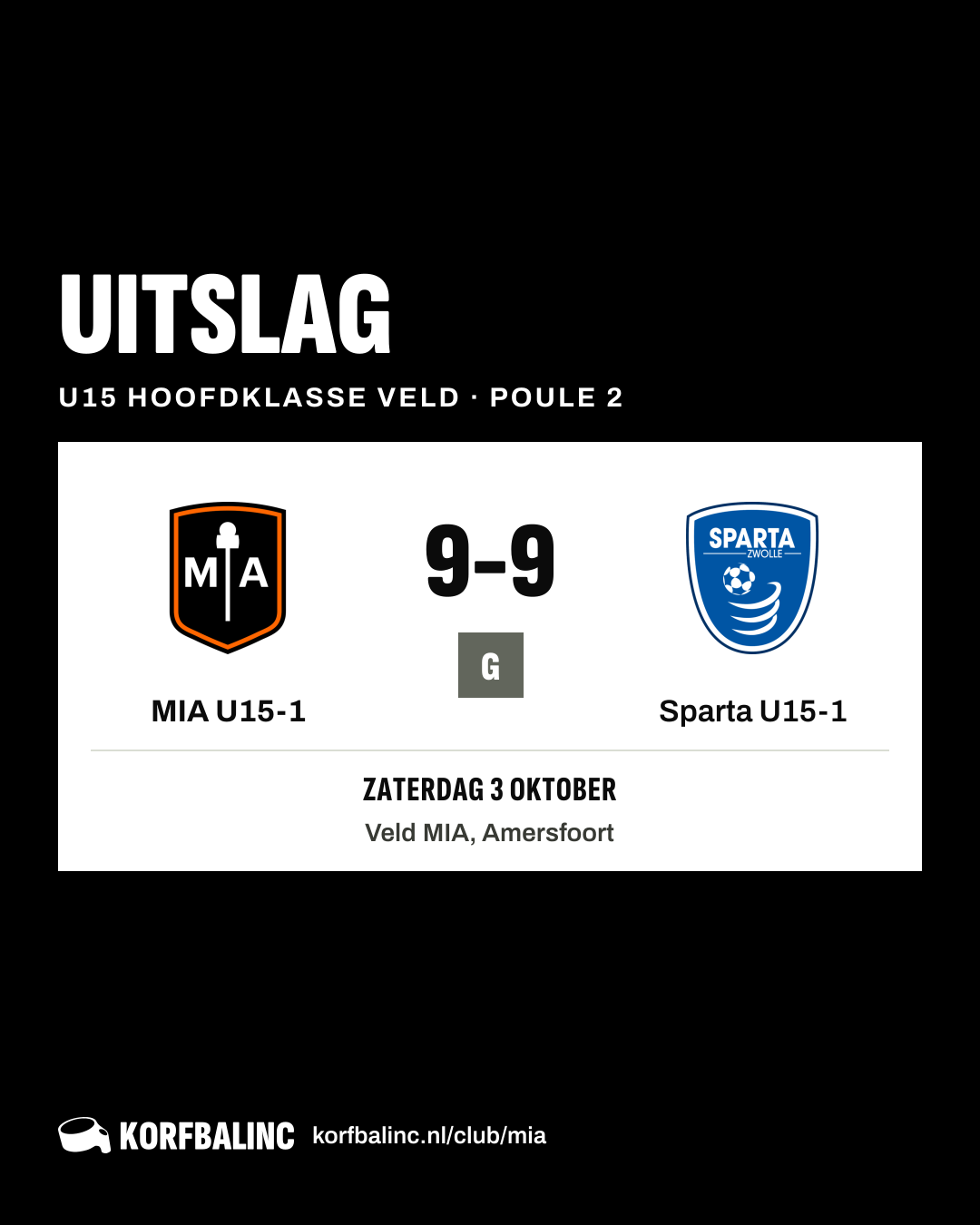 MIA U15-1 - Sparta U15-1