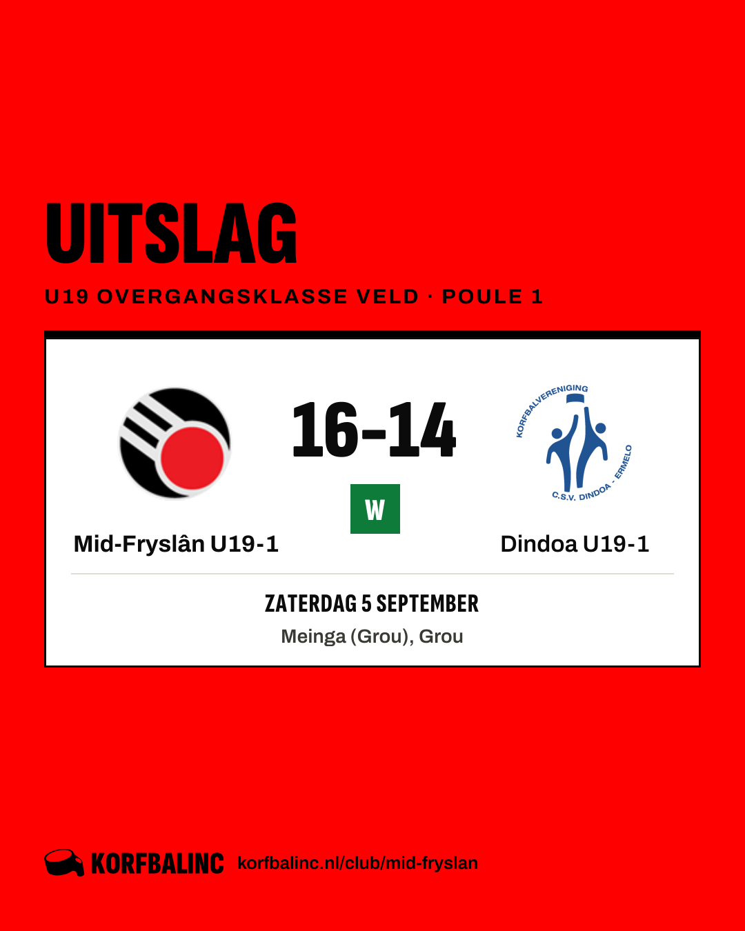Mid-Fryslân U19-1 - Dindoa U19-1