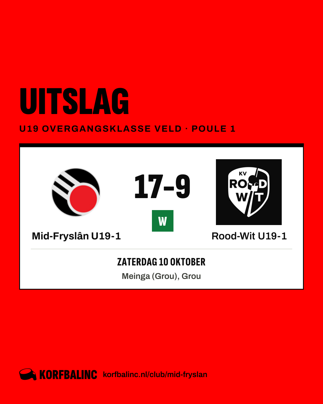 Mid-Fryslân U19-1 - Rood-Wit U19-1
