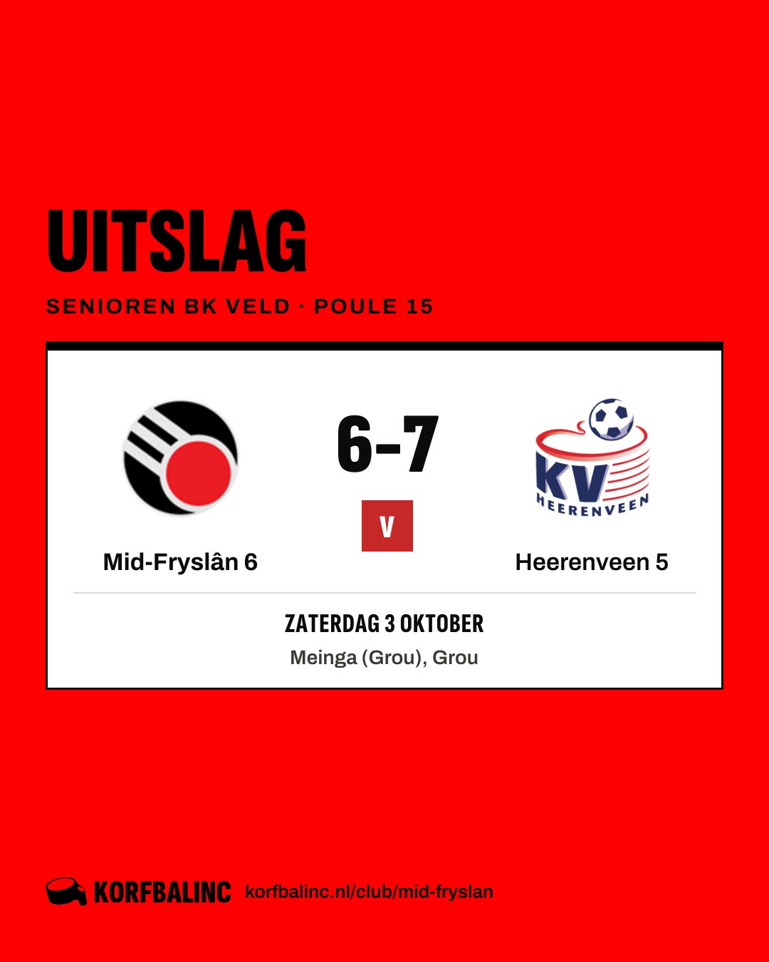 Mid-Fryslân 6 - Heerenveen 5
