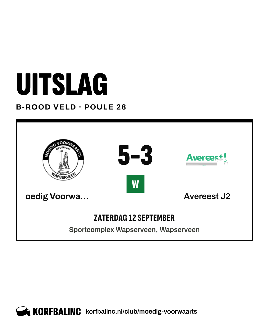Moedig Voorwaarts J1 - Avereest J2