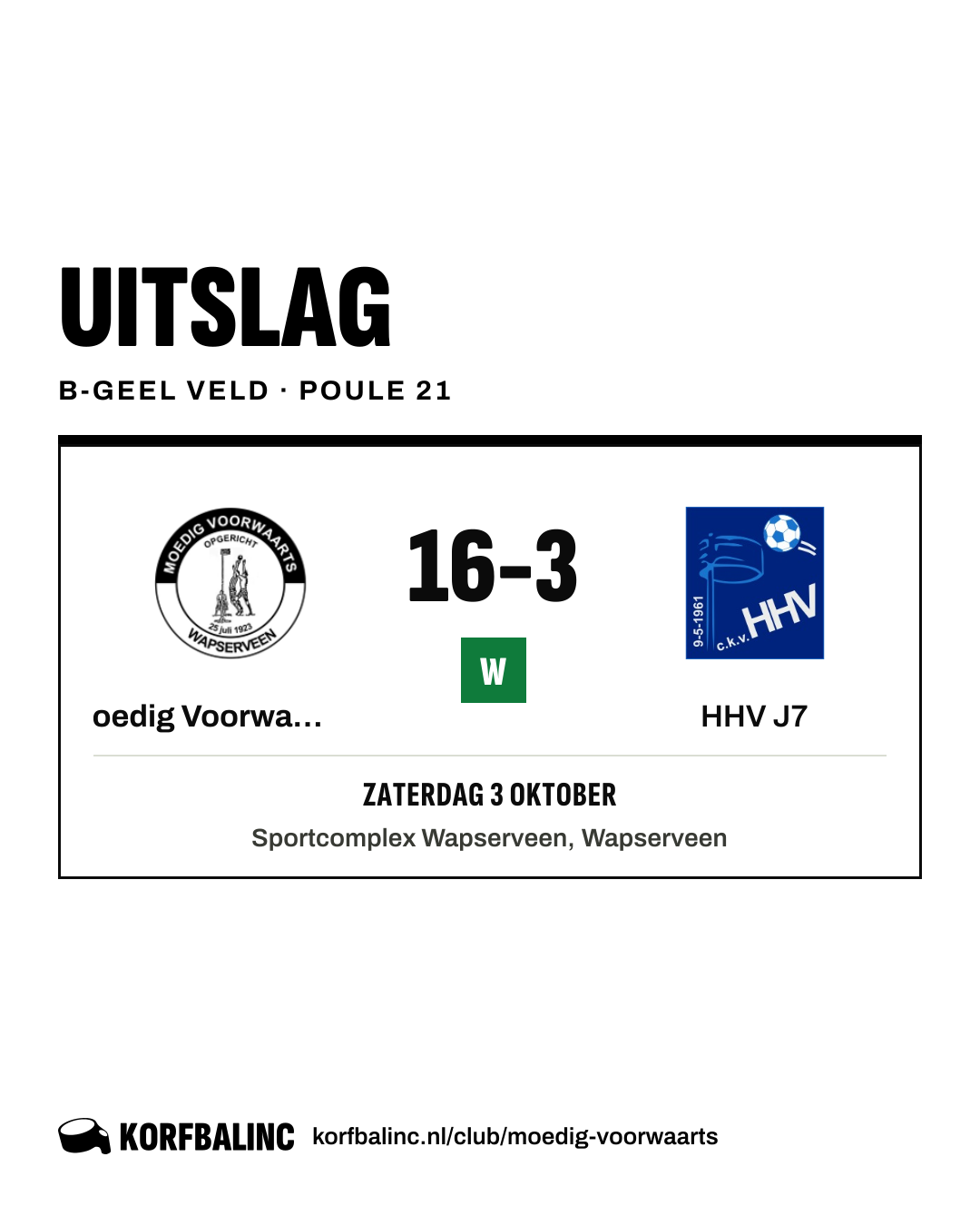 Moedig Voorwaarts J2 - HHV J7