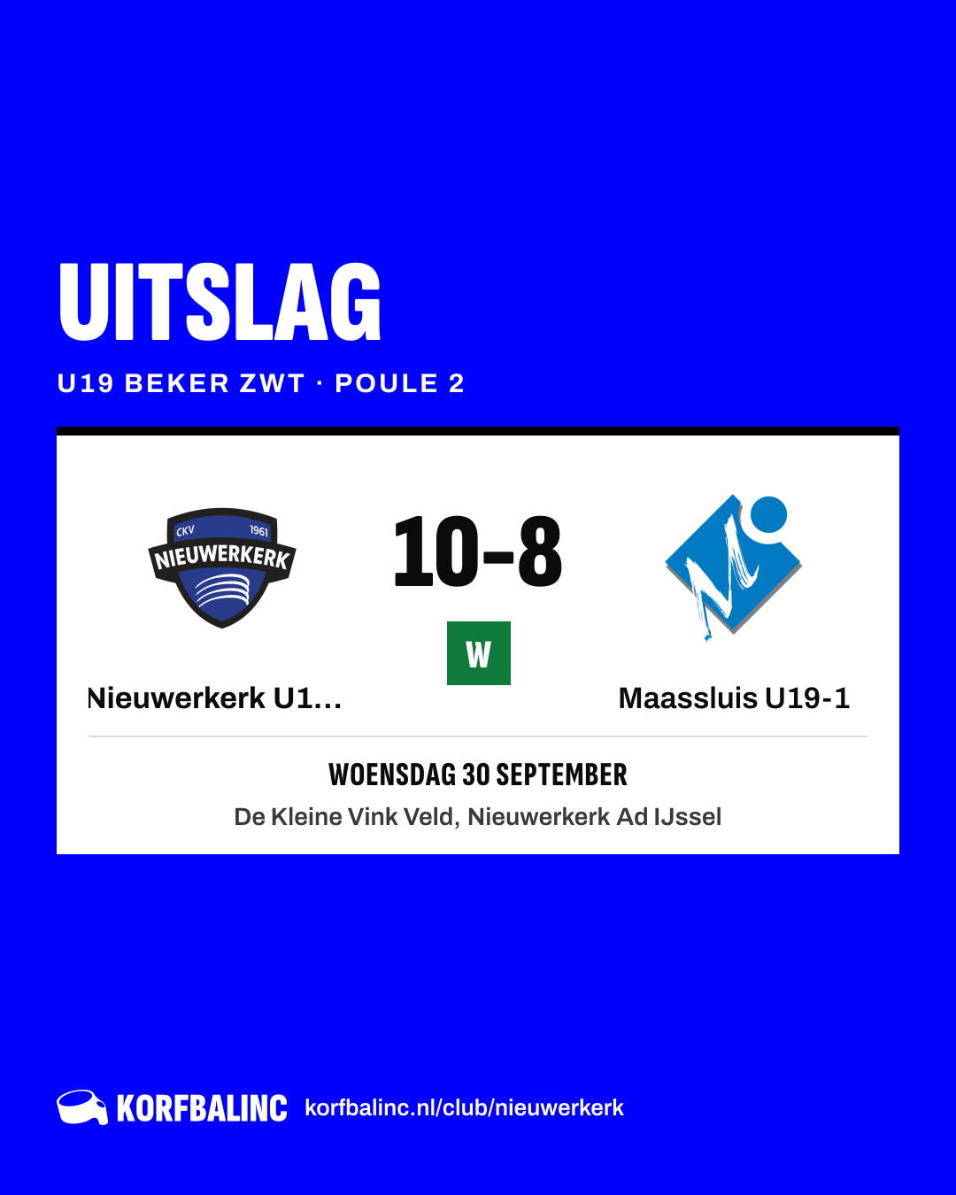 Nieuwerkerk U19-1 - Maassluis U19-1