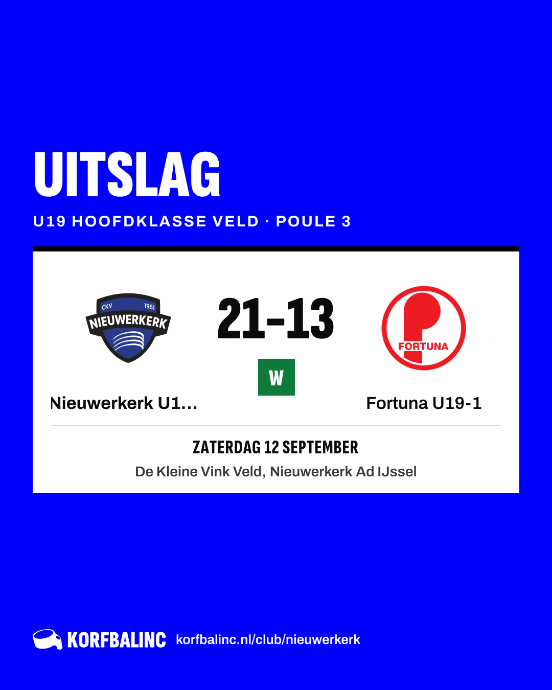 Nieuwerkerk U19-1 - Fortuna U19-1