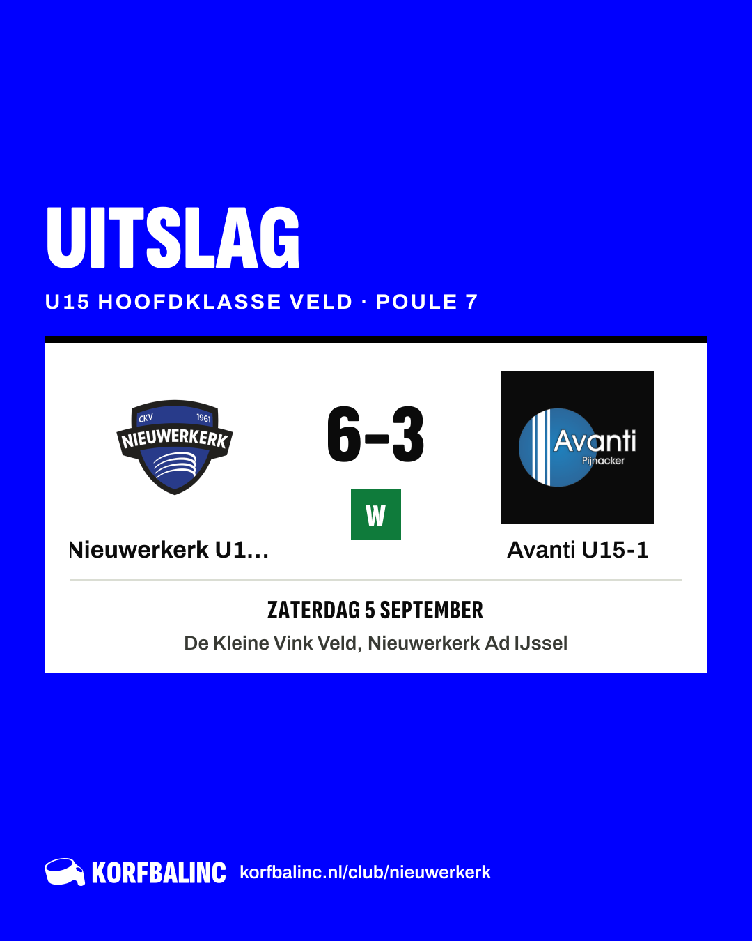 Nieuwerkerk U15-1 - Avanti U15-1