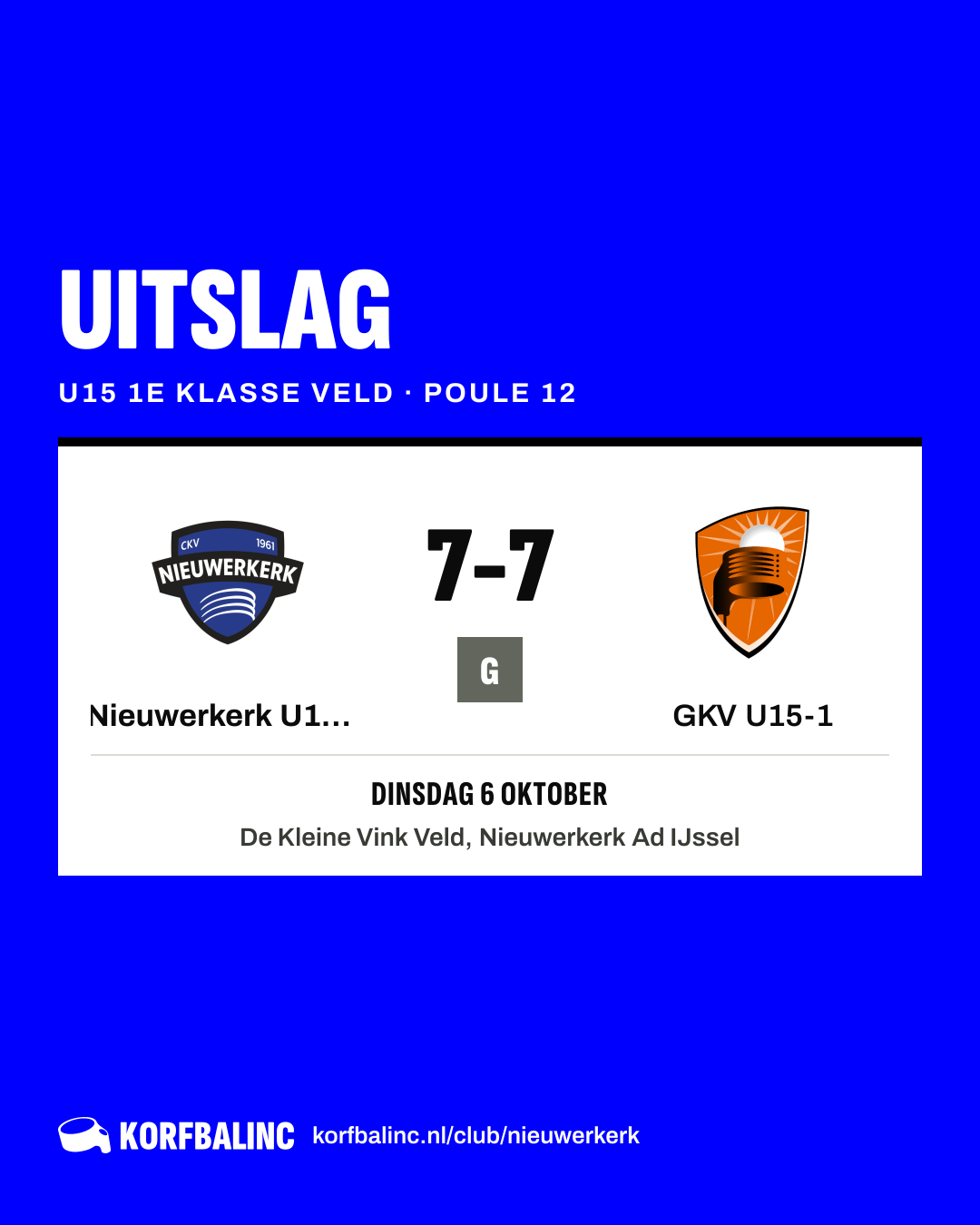 Nieuwerkerk U15-2 - GKV U15-1