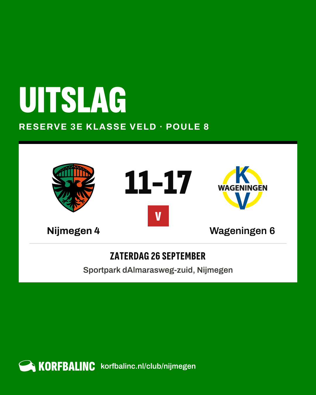 Nijmegen 4 - Wageningen 6