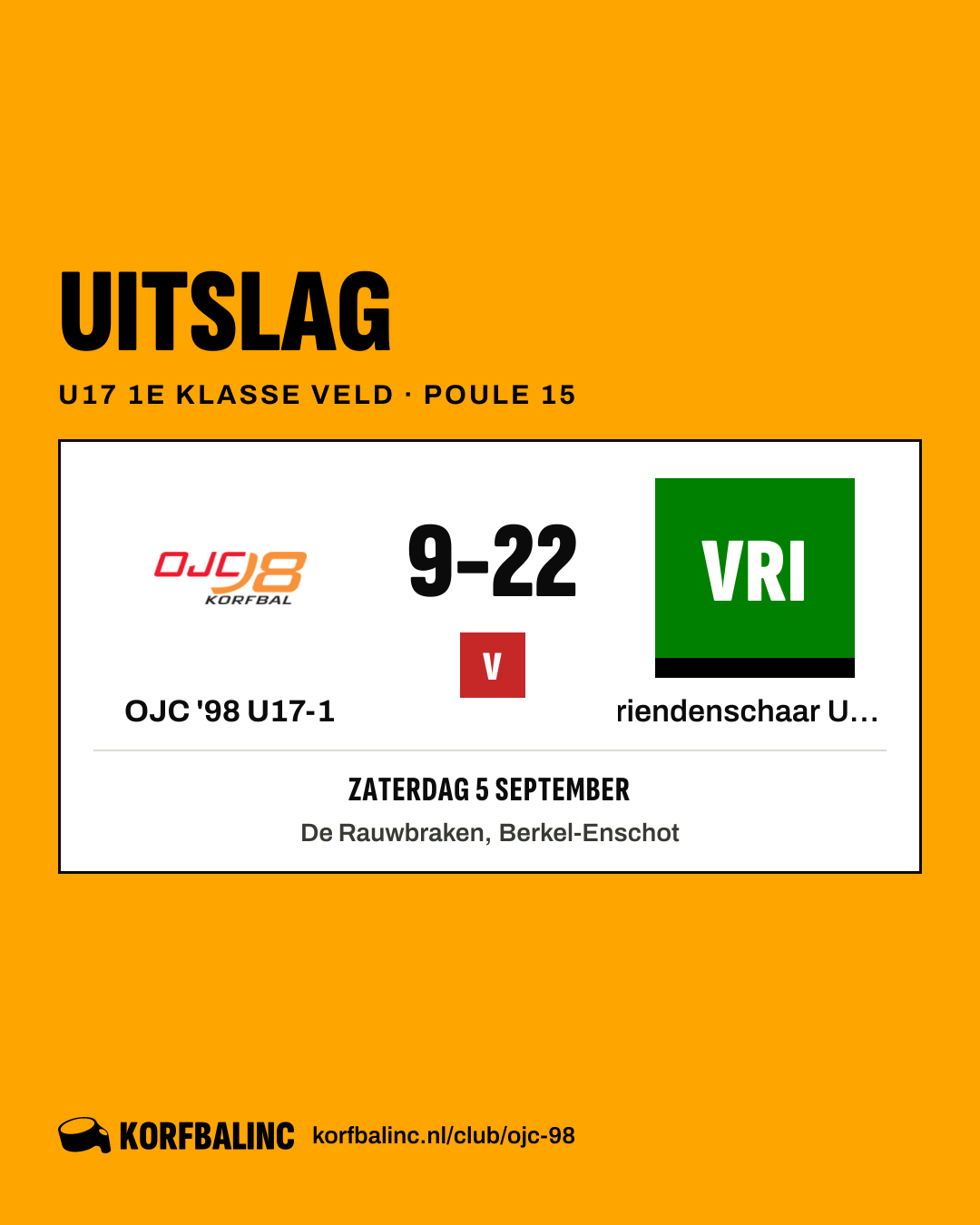 OJC '98 U17-1 - Vriendenschaar U17-1