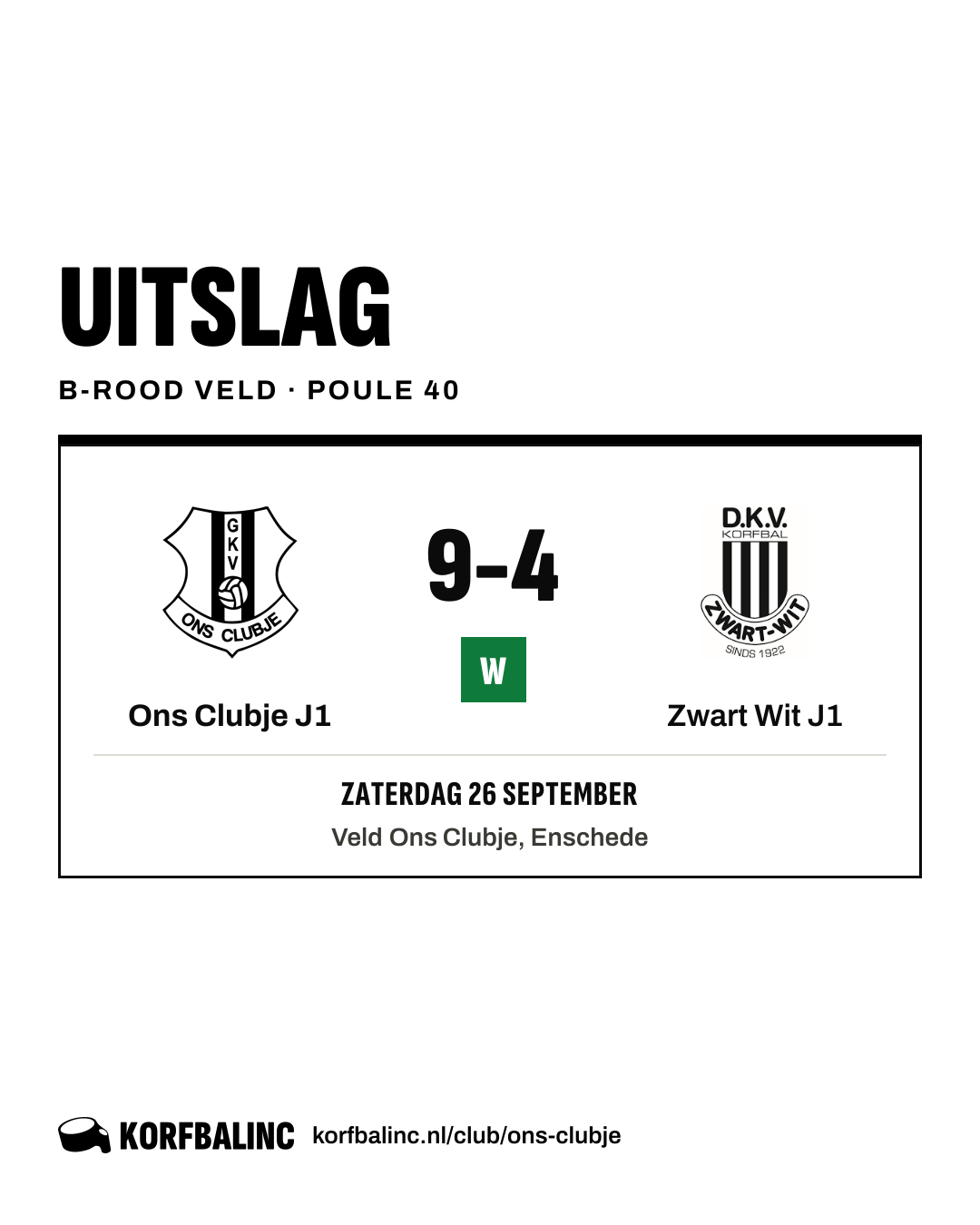 Ons Clubje J1 - Zwart Wit J1