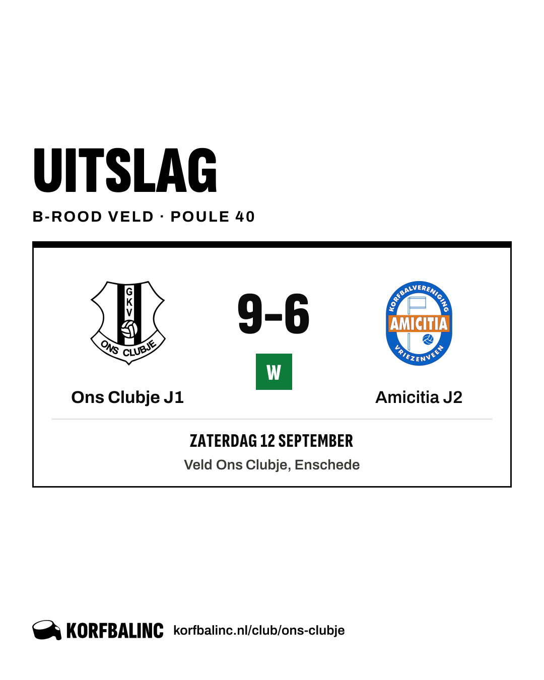 Ons Clubje J1 - Amicitia J2