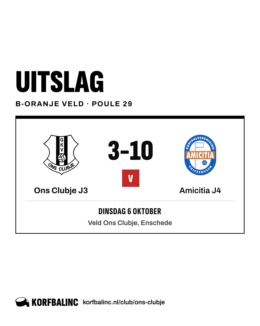 Ons Clubje J3 - Amicitia J4