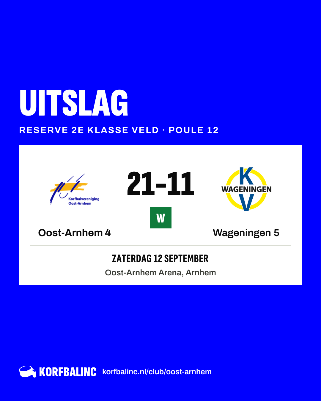 Oost-Arnhem 4 - Wageningen 5