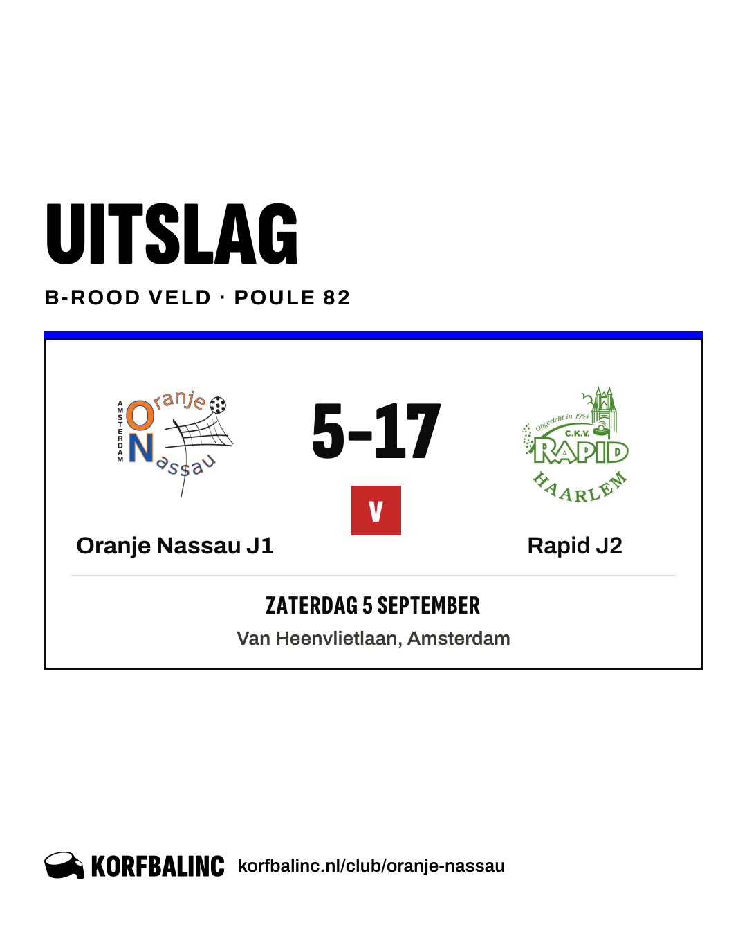 Oranje Nassau J1 - Rapid J2