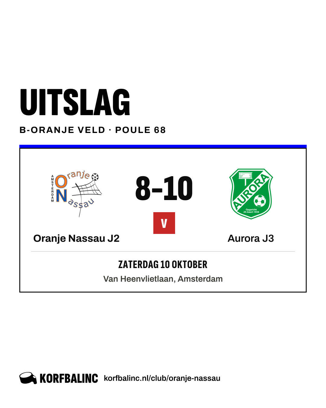 Oranje Nassau J2 - Aurora J3