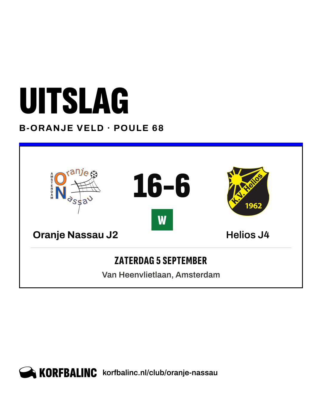 Oranje Nassau J2 - Helios J4