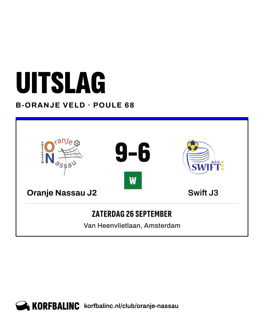Oranje Nassau J2 - Swift J3