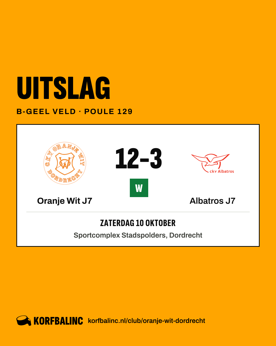 Oranje Wit J7 - Albatros J7