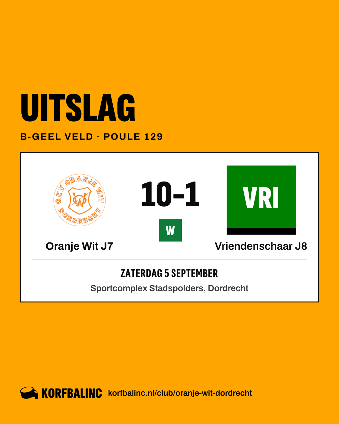 Oranje Wit J7 - Vriendenschaar J8