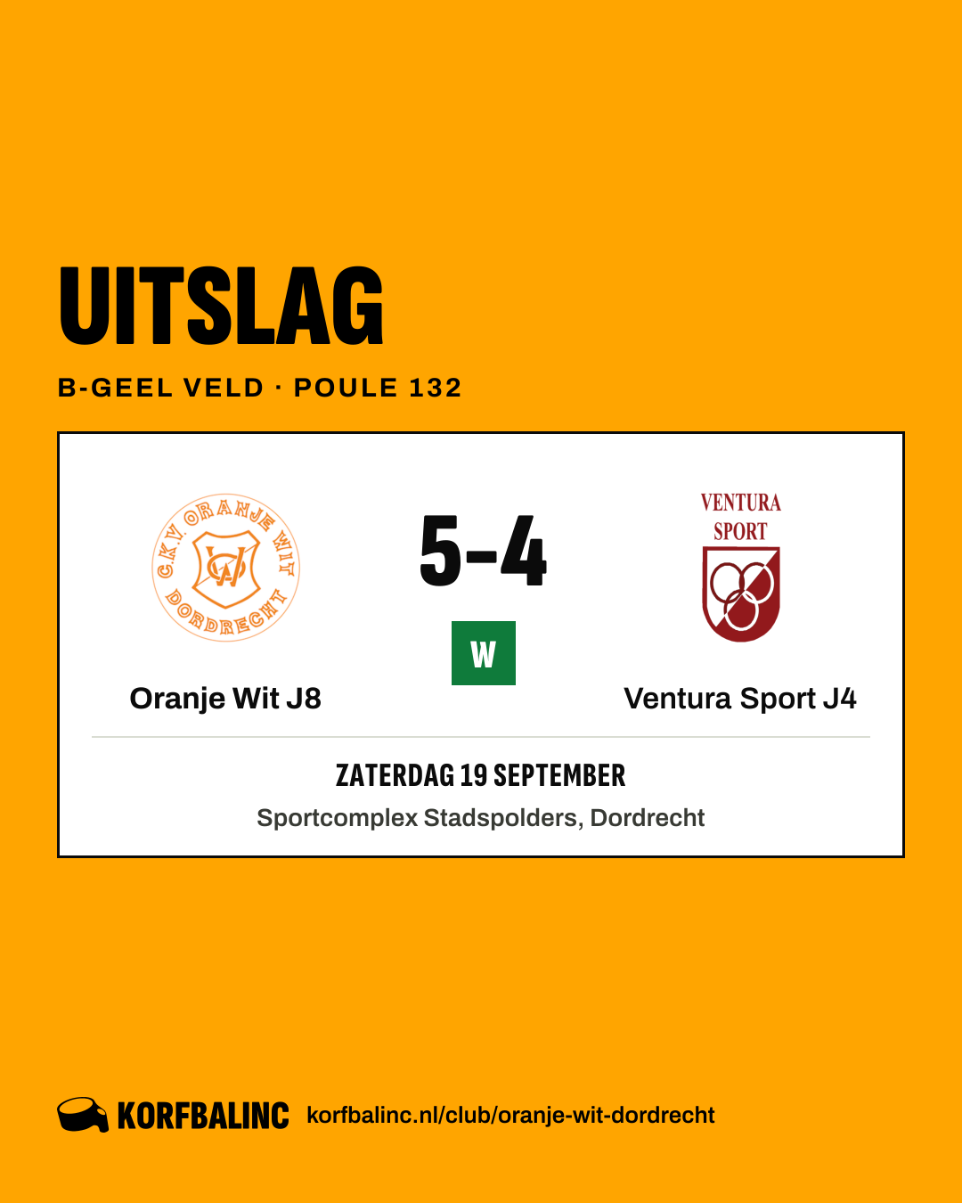 Oranje Wit J8 - Ventura Sport J4