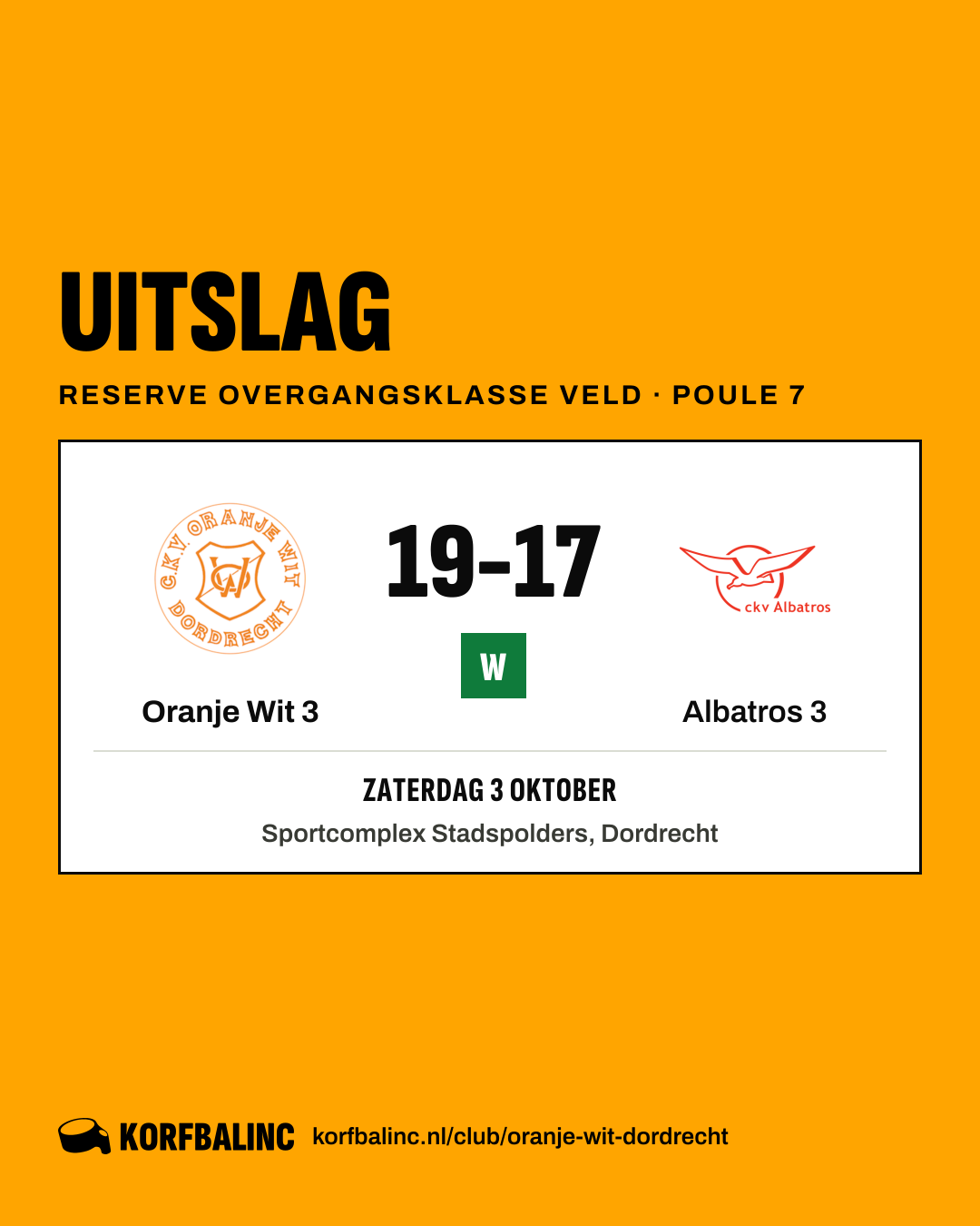 Oranje Wit 3 - Albatros 3