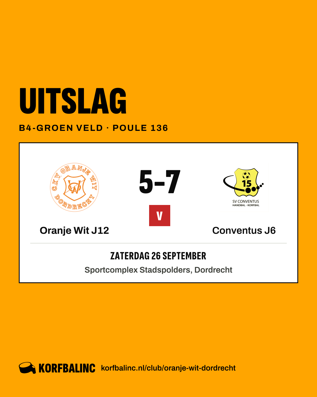 Oranje Wit J12 - Conventus J6