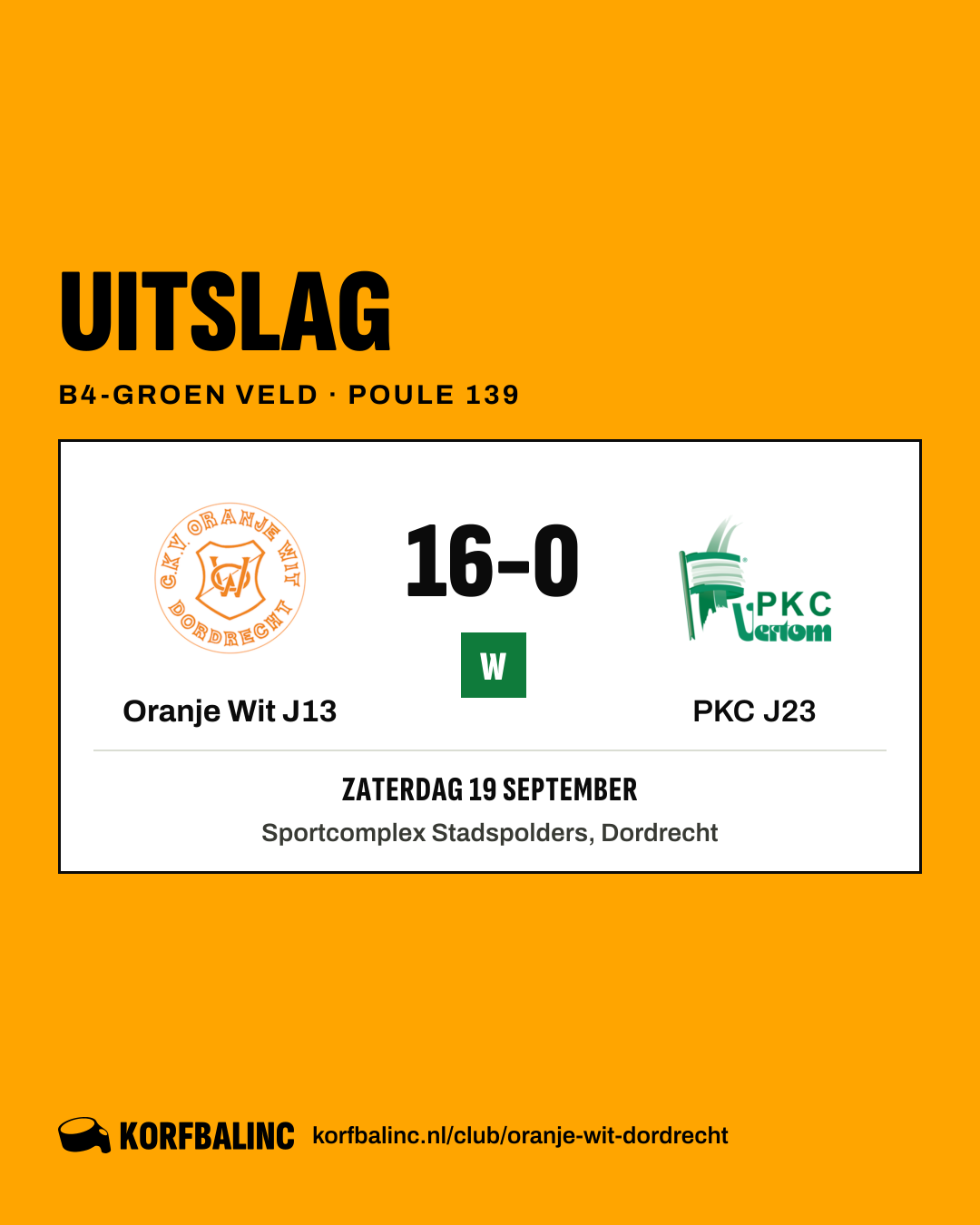 Oranje Wit J13 - PKC J23