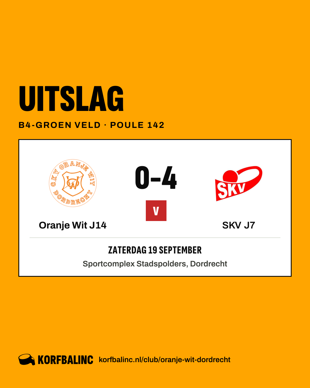 Oranje Wit J14 - SKV J7