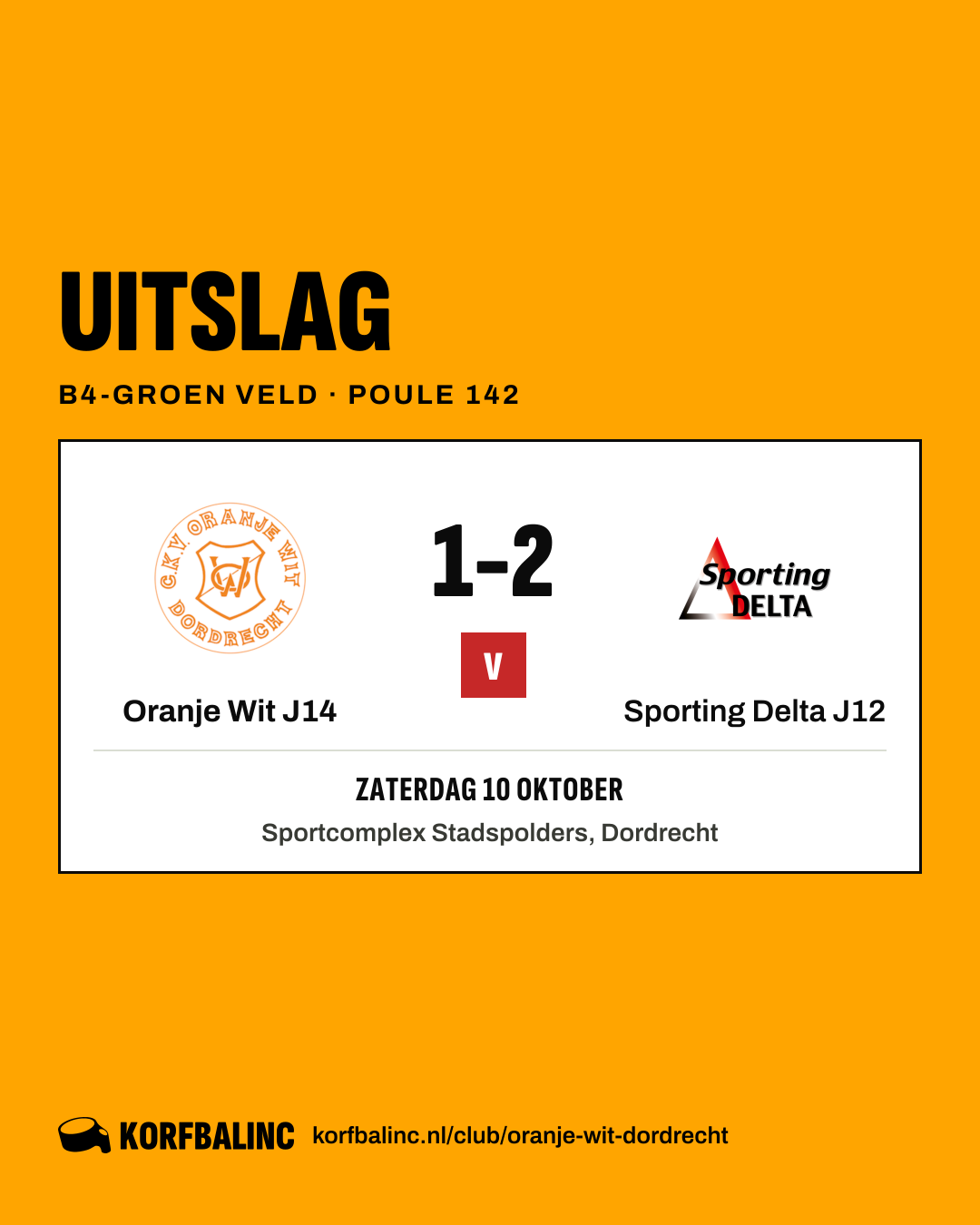 Oranje Wit J14 - Sporting Delta J12