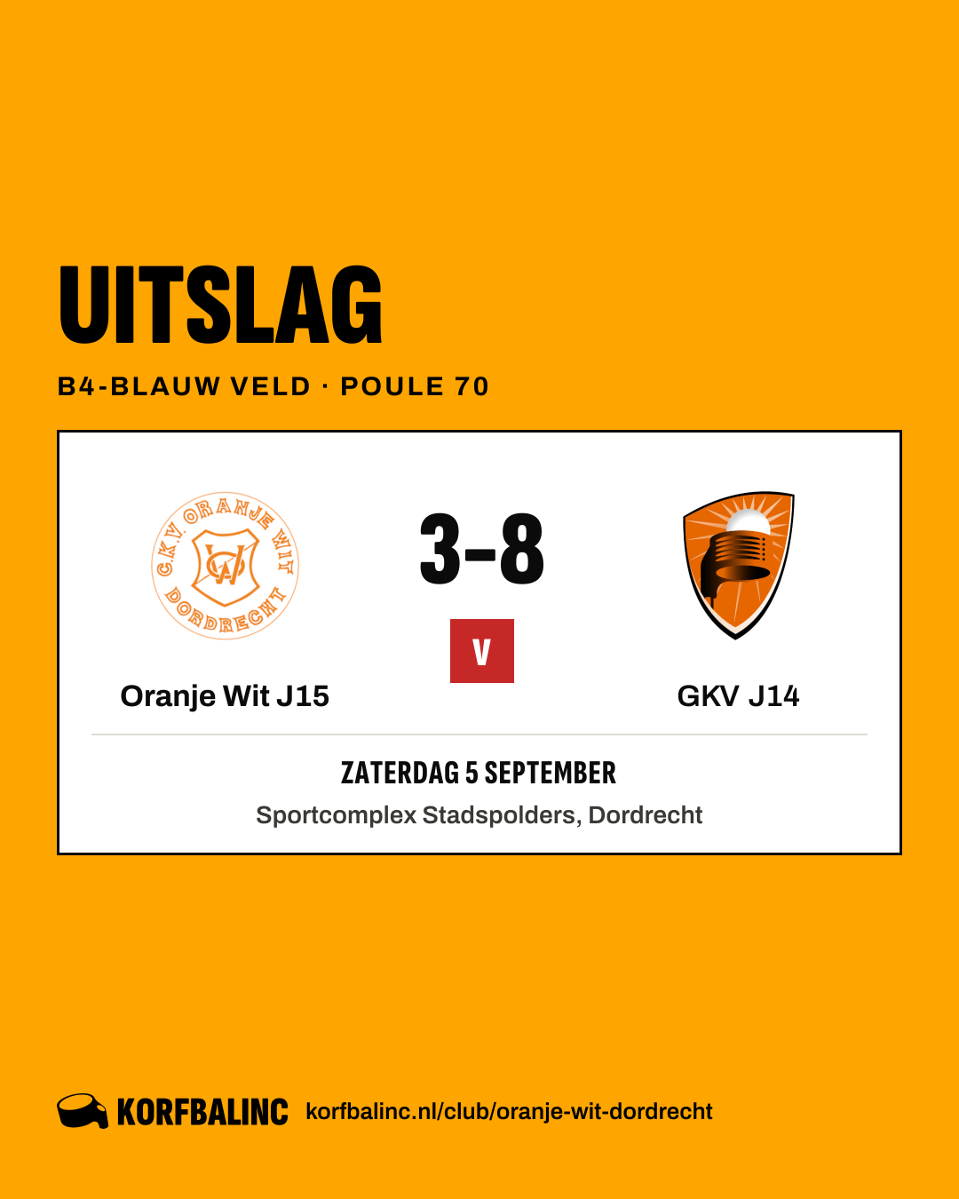 Oranje Wit J15 - GKV J14