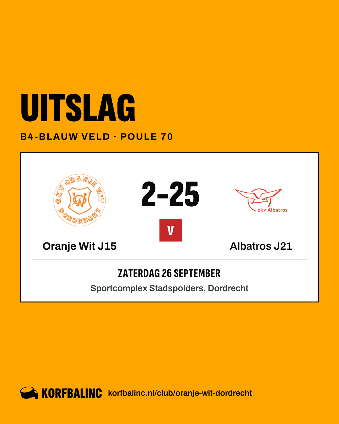 Oranje Wit J15 - Albatros J21