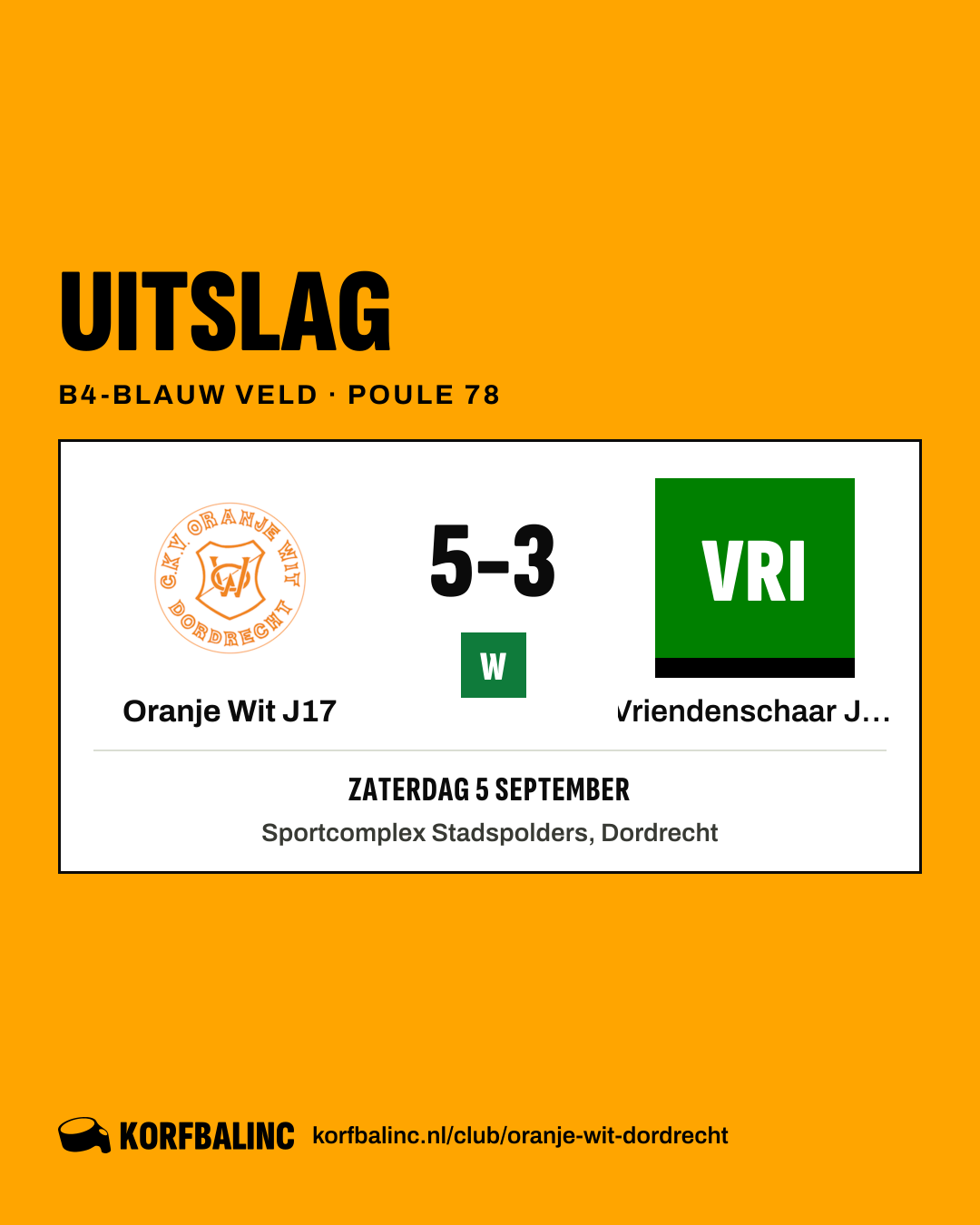Oranje Wit J17 - Vriendenschaar J22