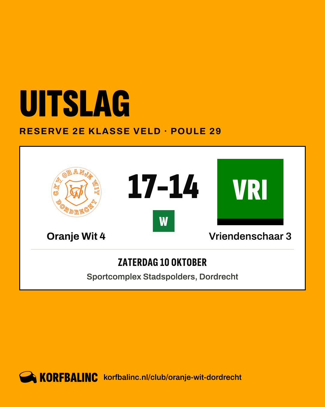 Oranje Wit 4 - Vriendenschaar 3