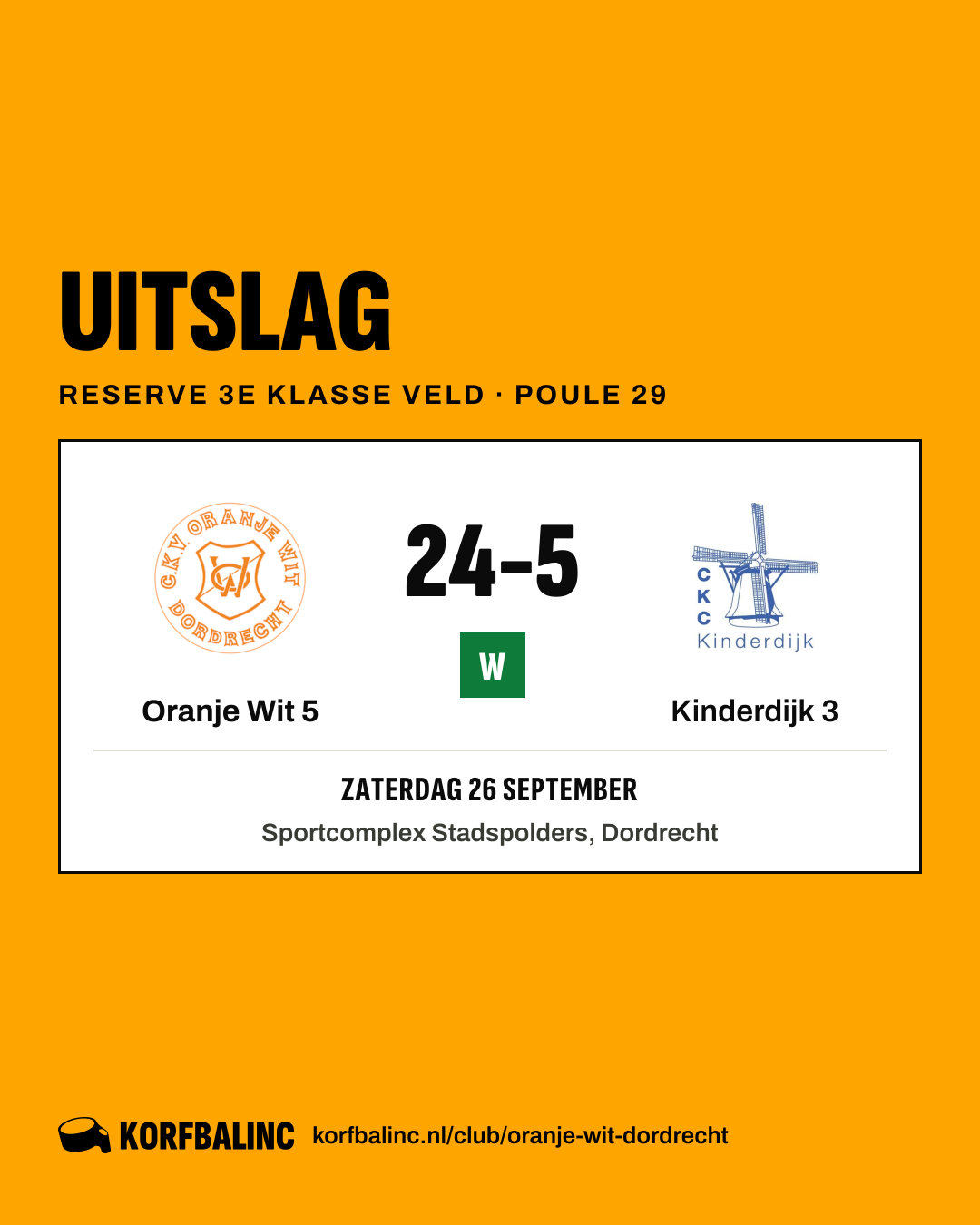 Oranje Wit 5 - Kinderdijk 3