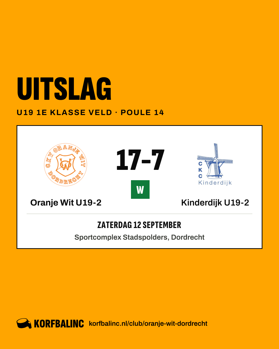 Oranje Wit U19-2 - Kinderdijk U19-2