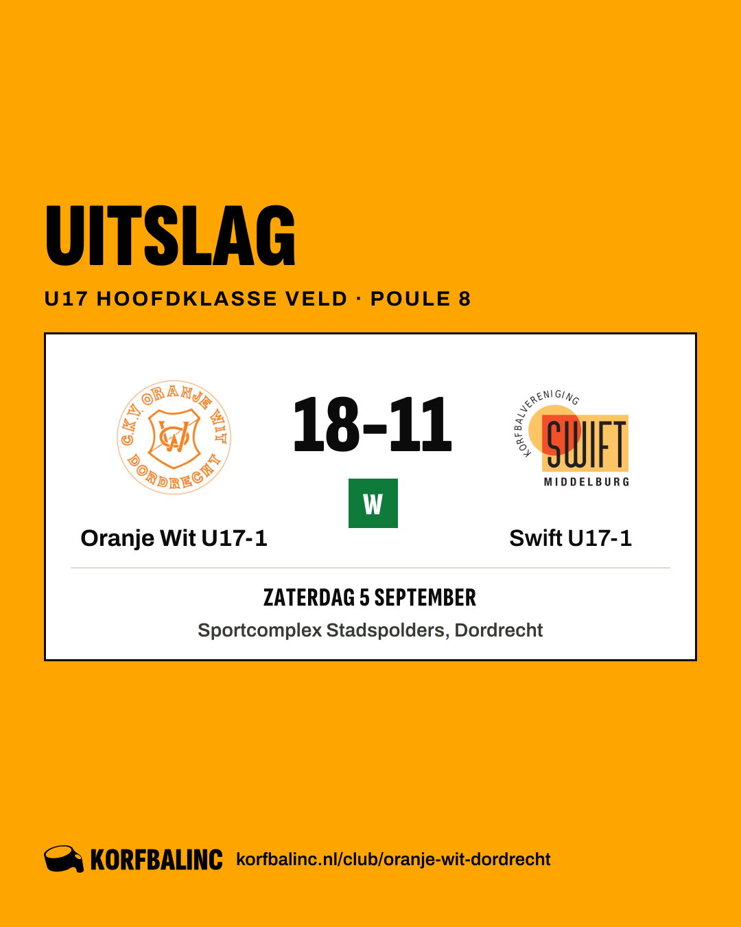 Oranje Wit U17-1 - Swift U17-1