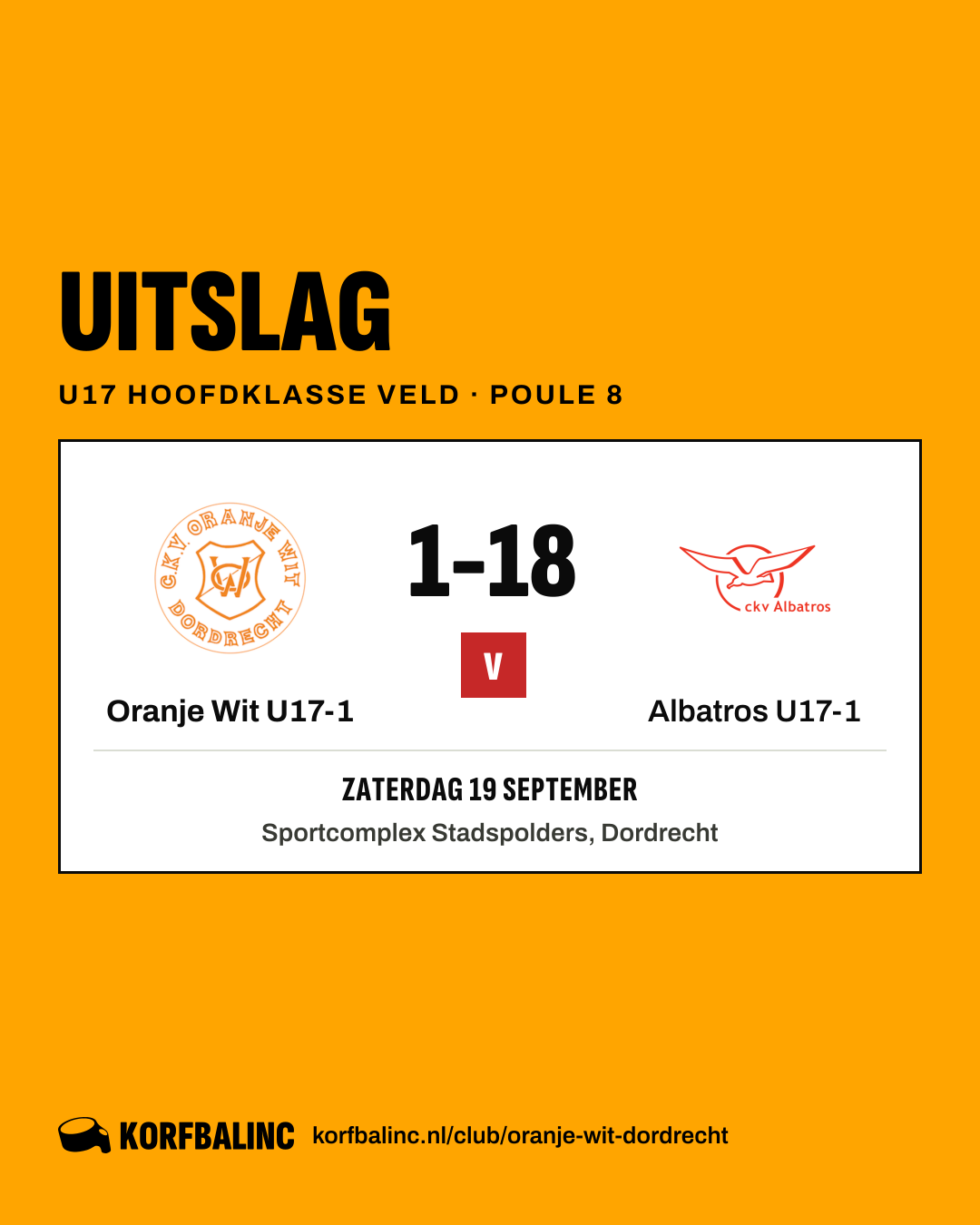 Oranje Wit U17-1 - Albatros U17-1