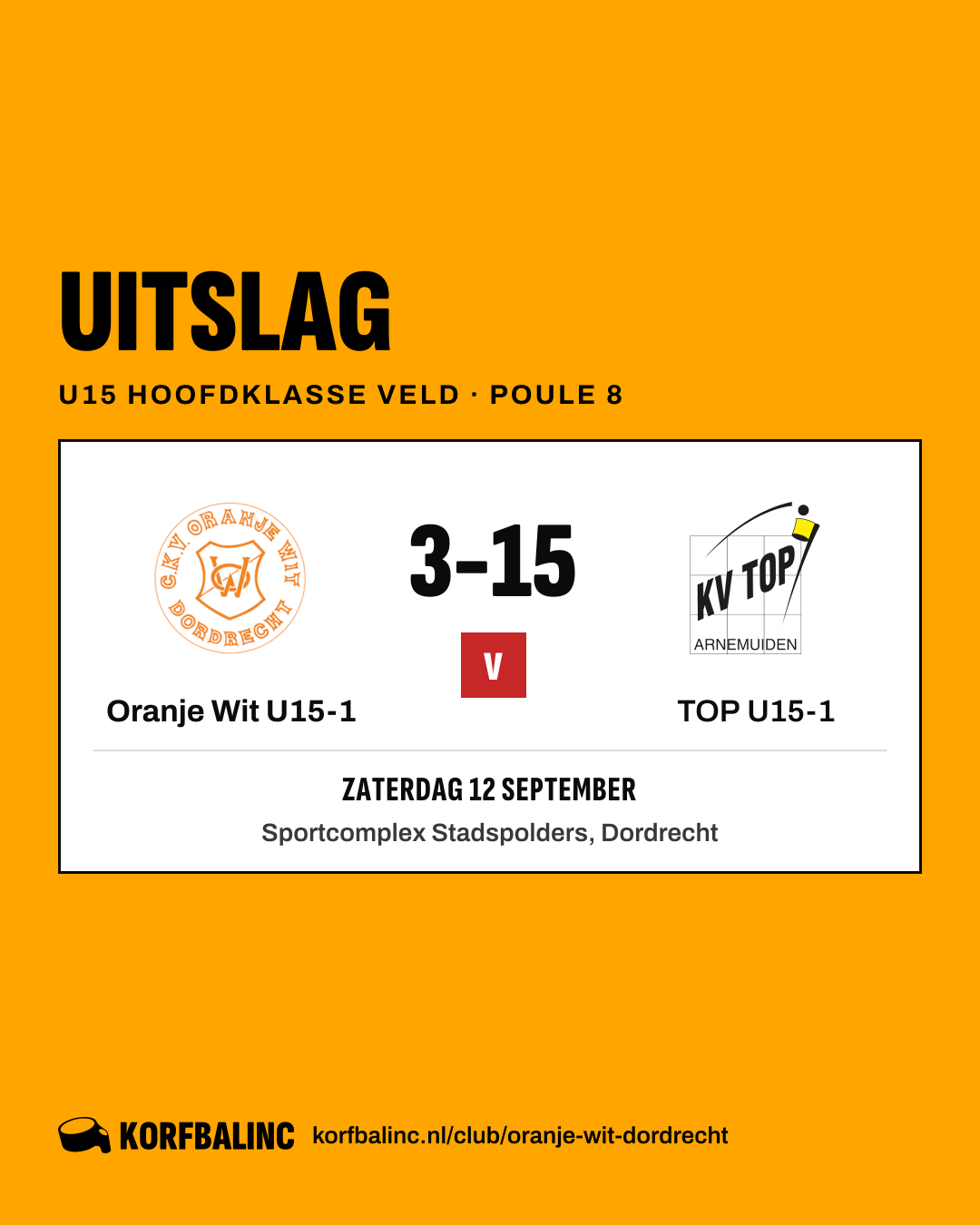 Oranje Wit U15-1 - TOP U15-1
