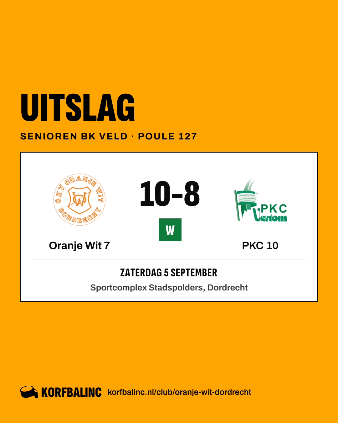 Oranje Wit 7 - PKC 10
