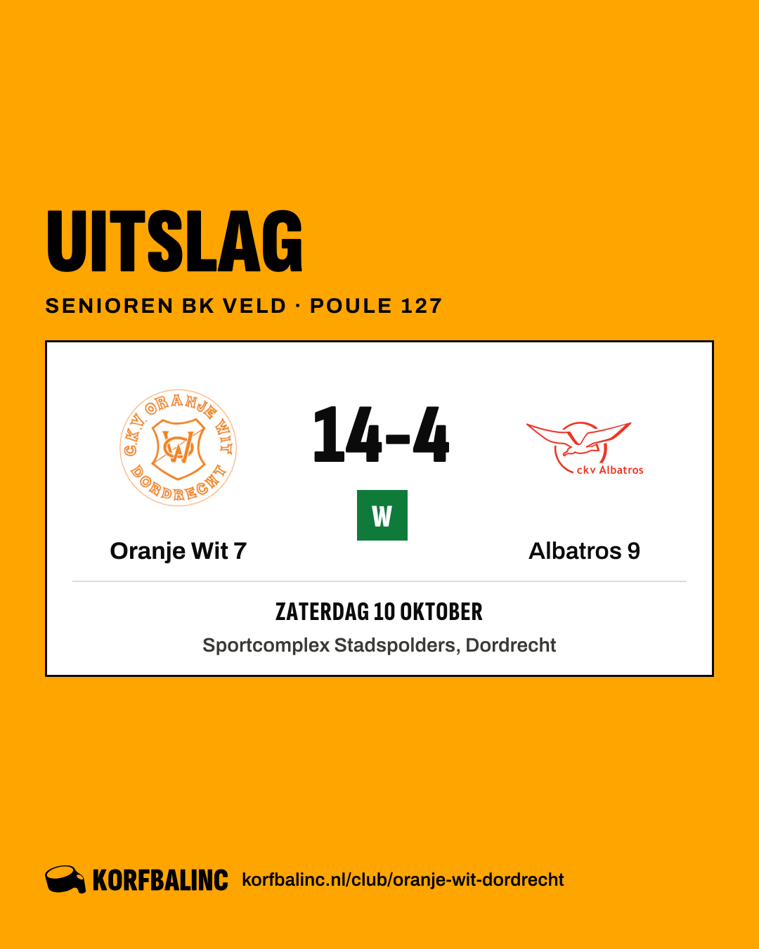 Oranje Wit 7 - Albatros 9