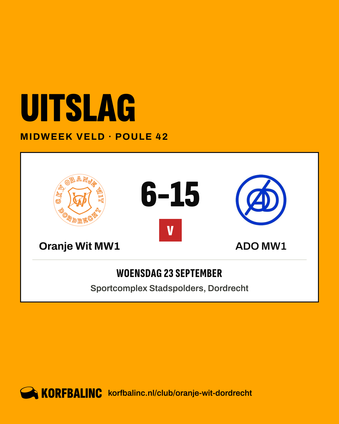 Oranje Wit MW1 - ADO MW1