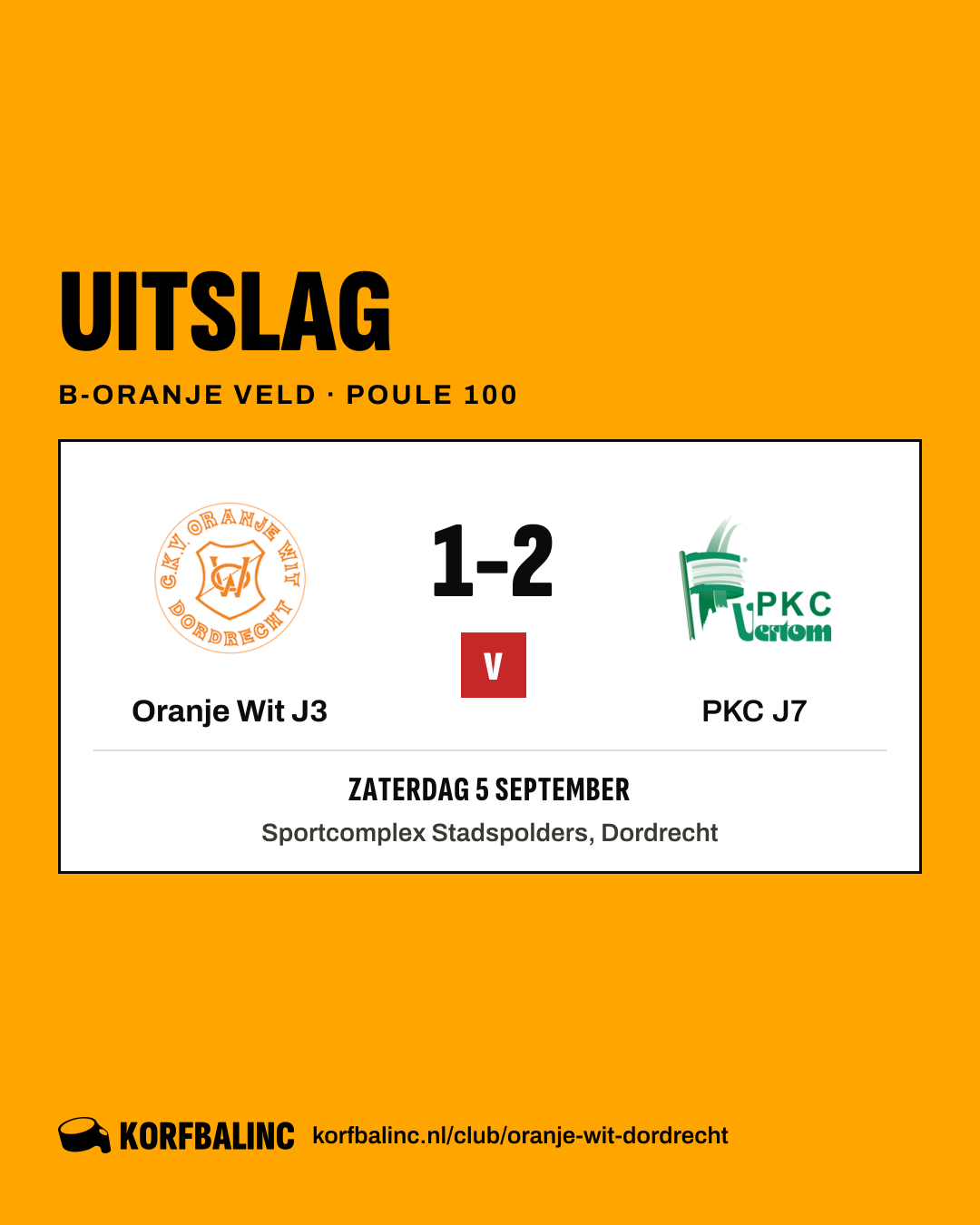 Oranje Wit J3 - PKC J7