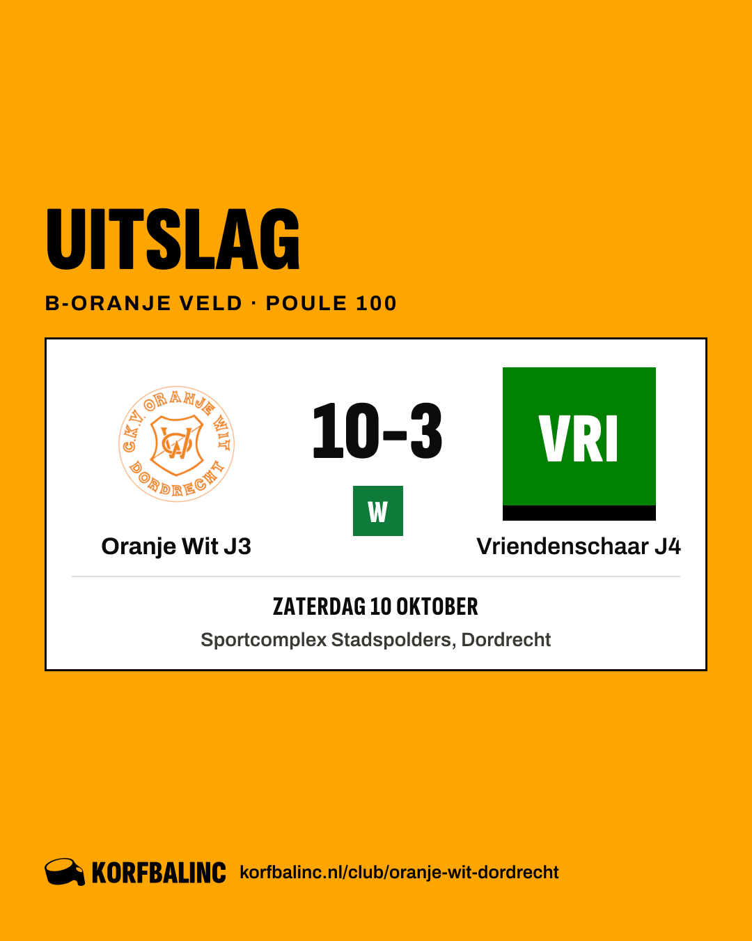 Oranje Wit J3 - Vriendenschaar J4