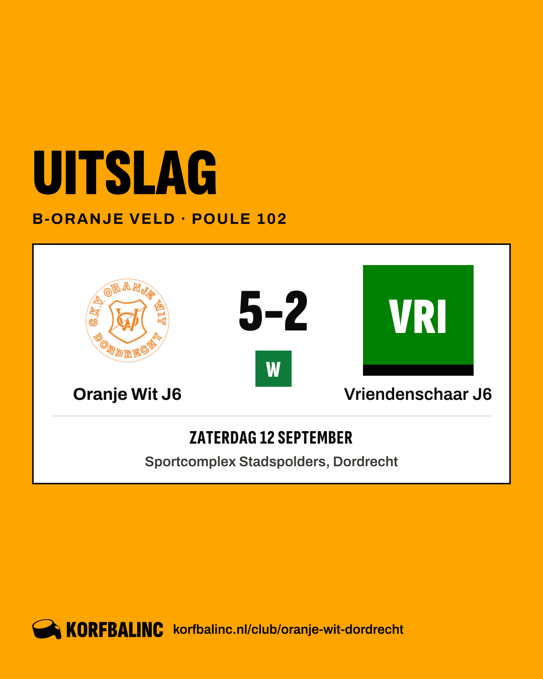 Oranje Wit J6 - Vriendenschaar J6