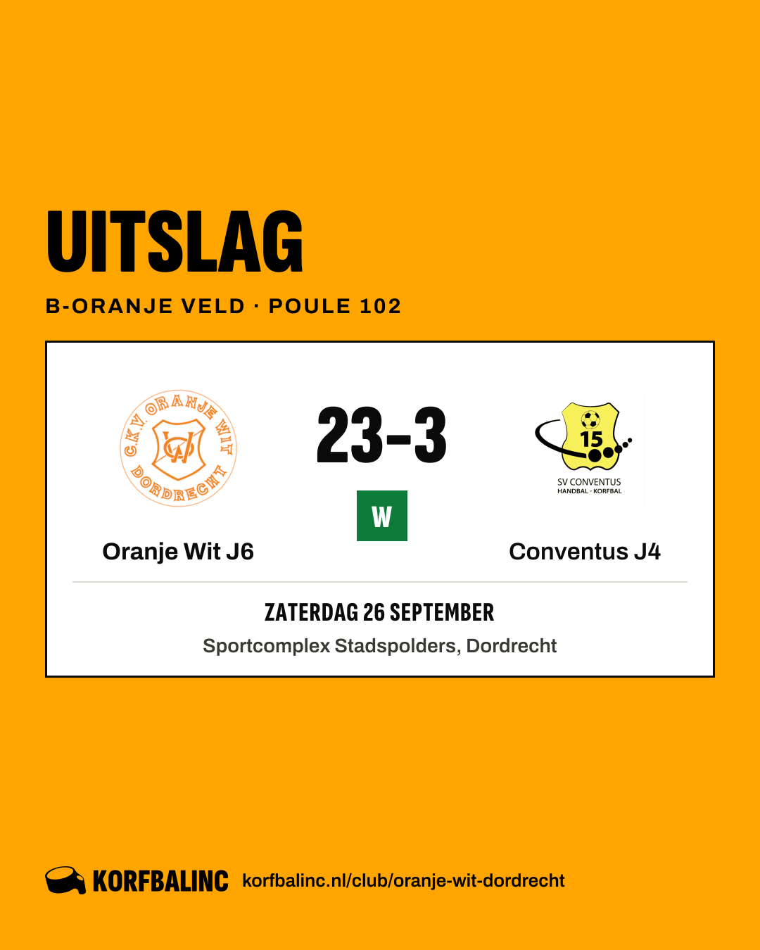 Oranje Wit J6 - Conventus J4