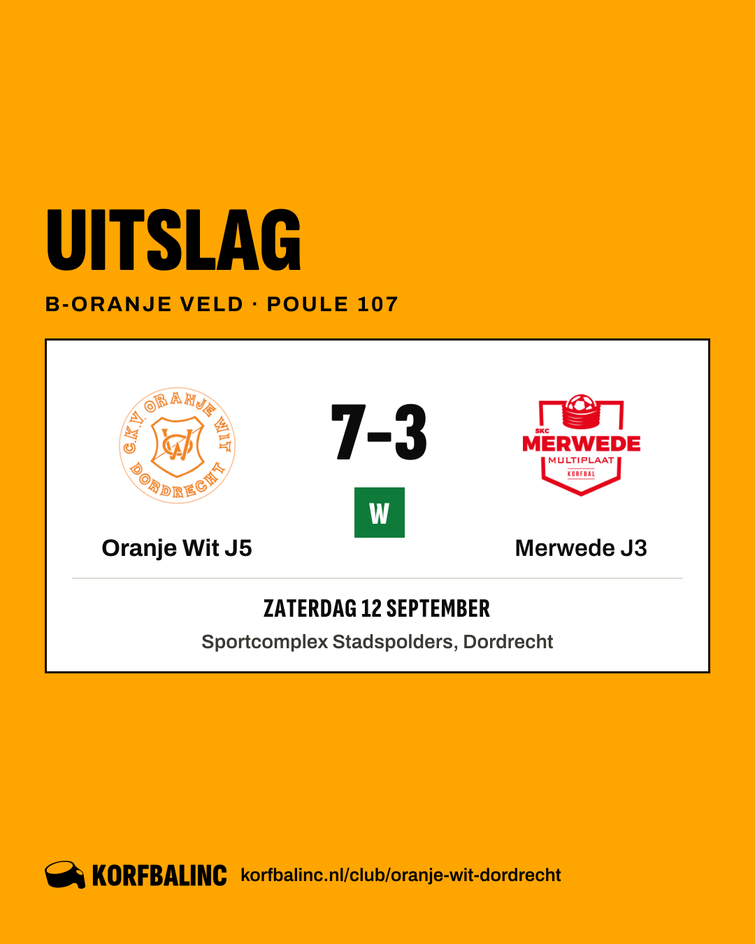 Oranje Wit J5 - Merwede J3