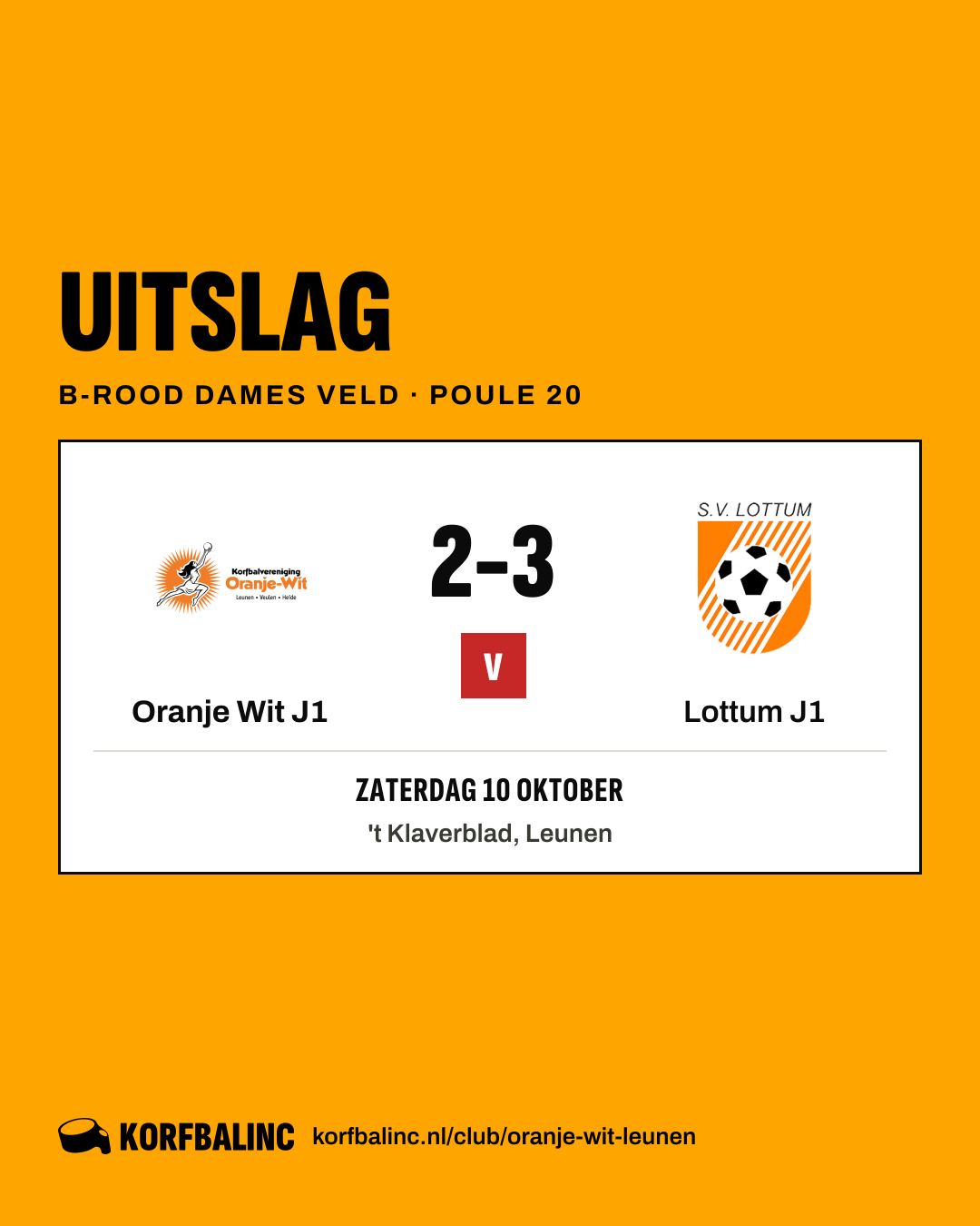 Oranje Wit J1 - Lottum J1