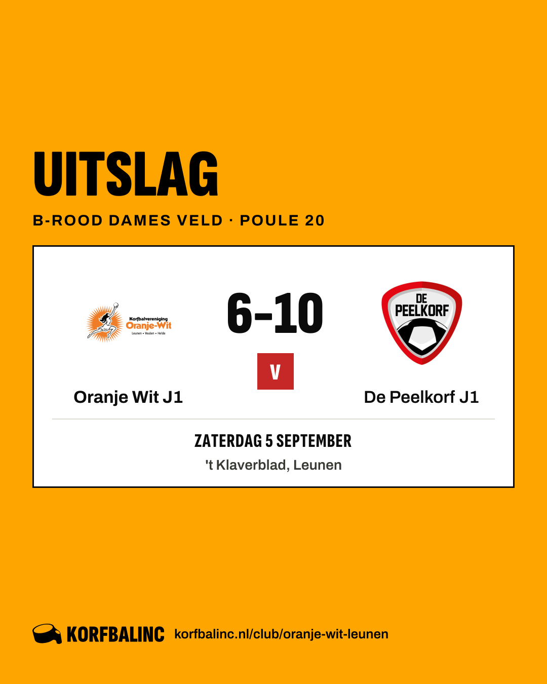 Oranje Wit J1 - De Peelkorf J1