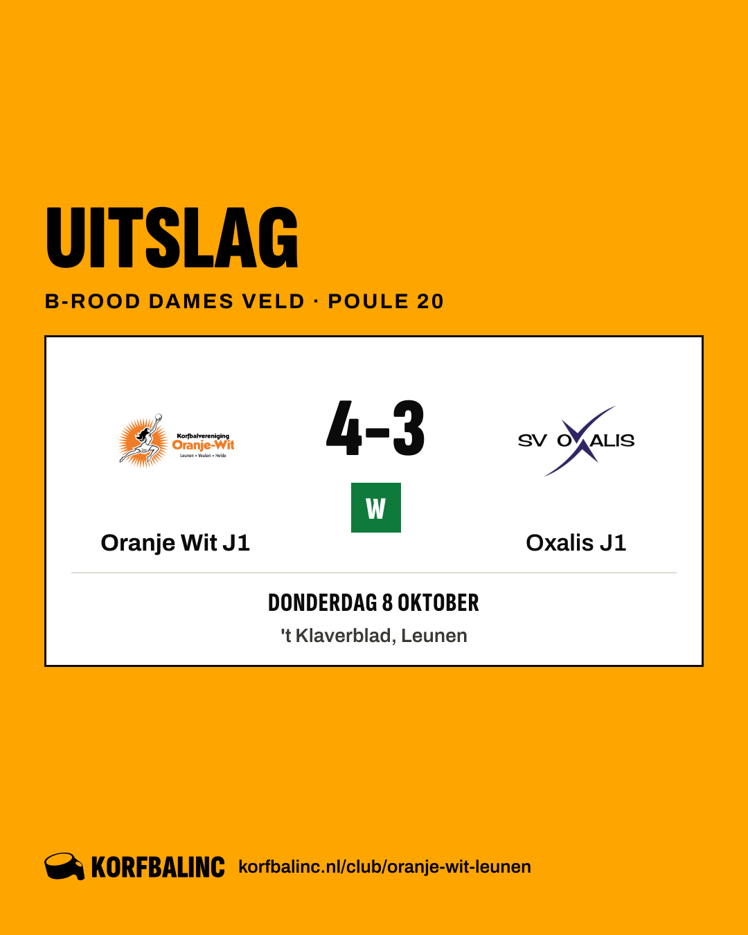 Oranje Wit J1 - Oxalis J1