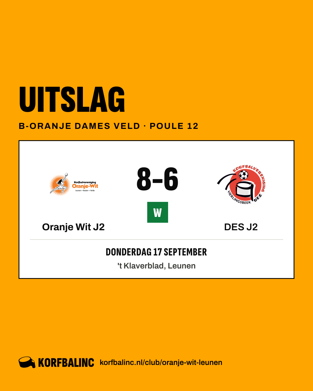 Oranje Wit J2 - DES J2